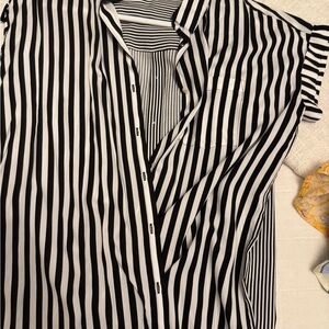 Jane and Delancey Black and White Striped Button Down Shirt